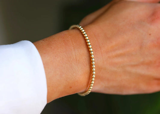 3mm Gold Beaded Bracelet